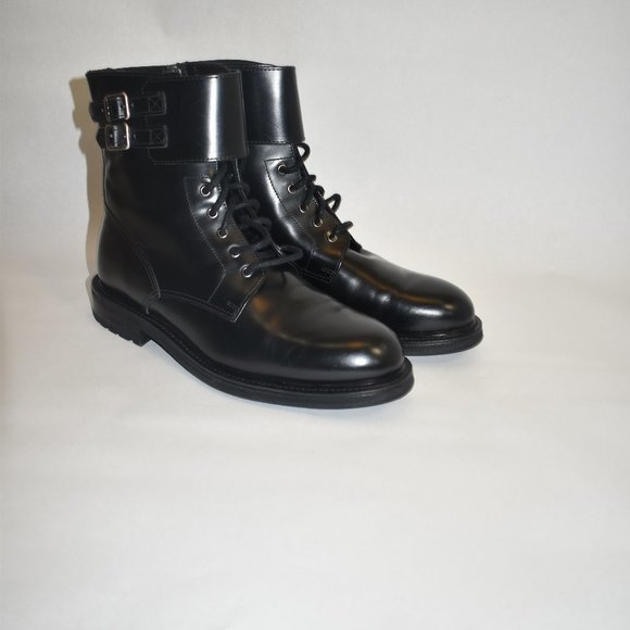 AllSaints Brigade 10 US Leather Lace Up Biker Boots Black Size 40 EU - Picture 2 of 10